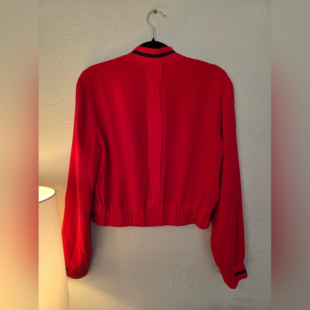 Alexis “Bentley” Red Bomber Jacket – Designer Zip-Up Varsity Style - Picture 3 of 9
